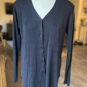 Jones New York Black 100% Silk Knit button up  Cardigan.
